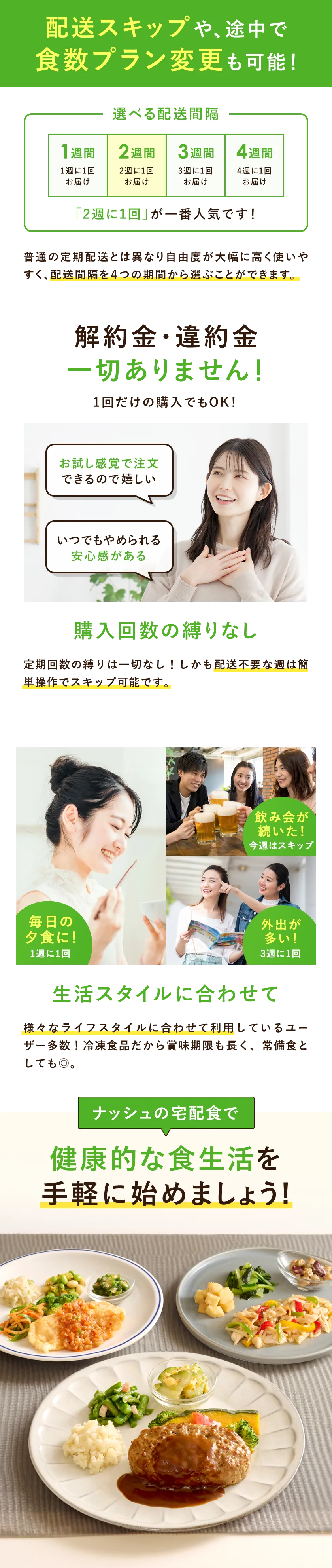 配送スキップや、途中で食数プラン変更も可能!