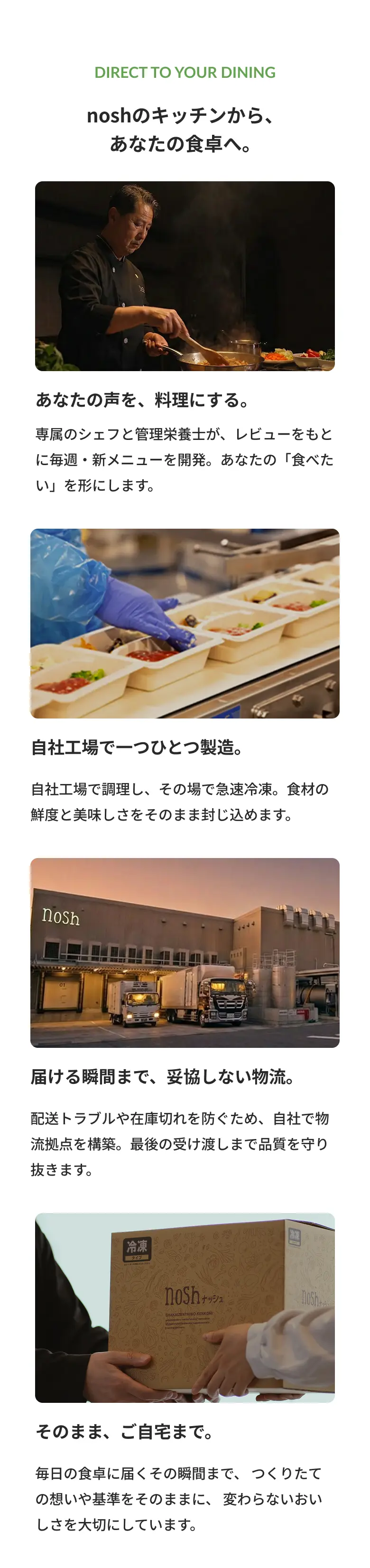 DIRECT TO YOUR DINING noshのキッチンから、あなたの食卓へ。