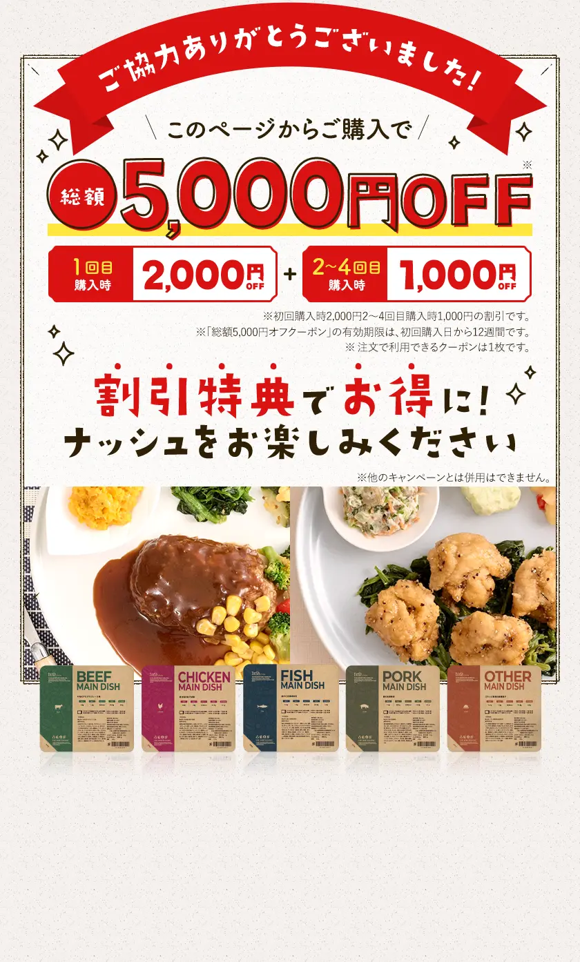 ご協力ありがとうございました、割引特典でナッシュをお楽しみください。