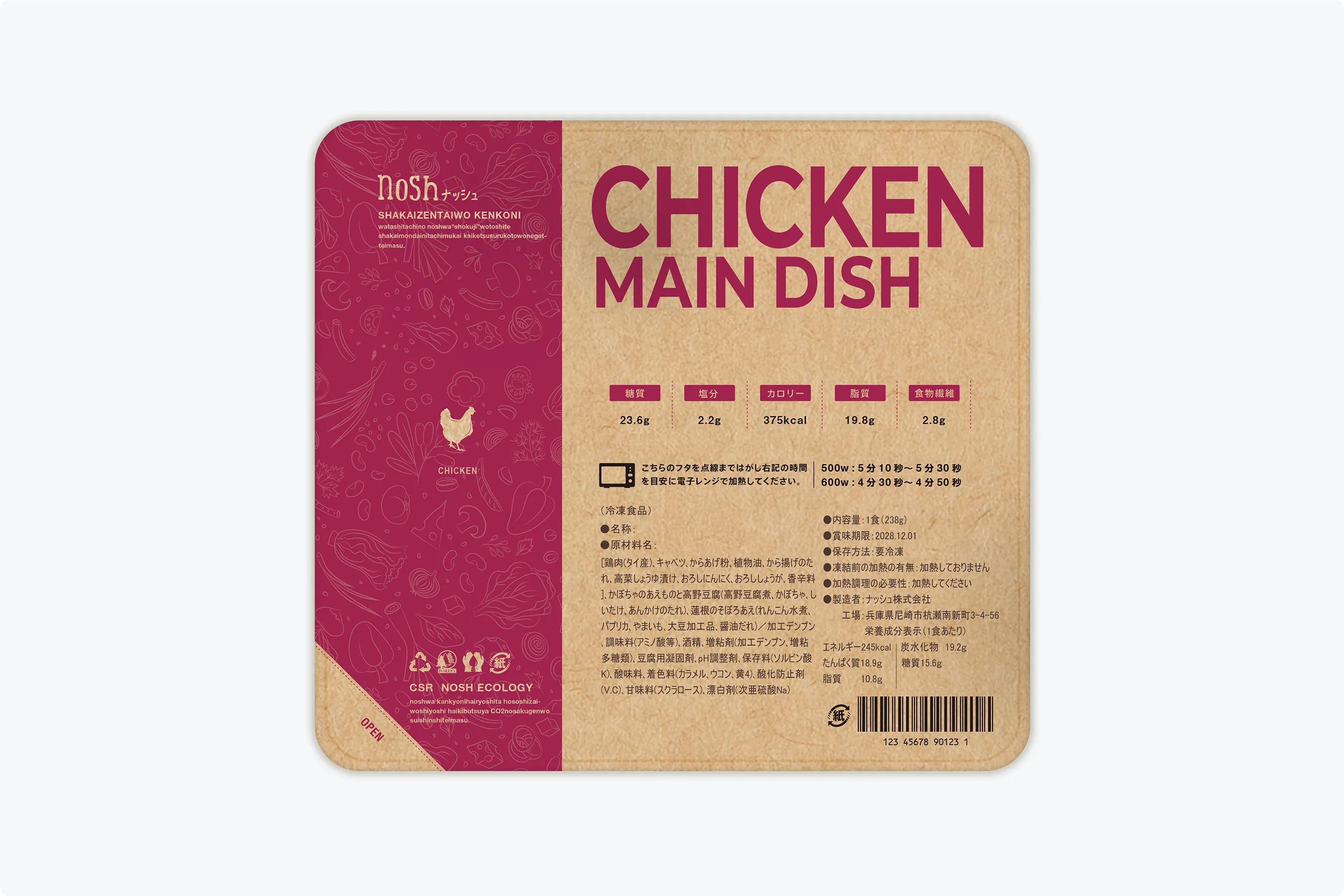 チキンメニューのパッケージ