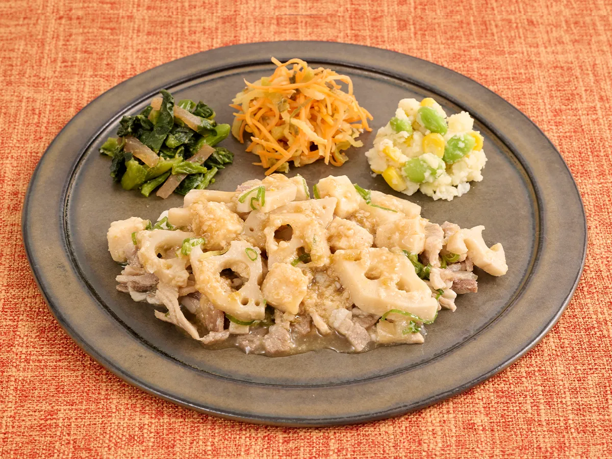 柚子胡椒香るれんこんと豚の旨だれ