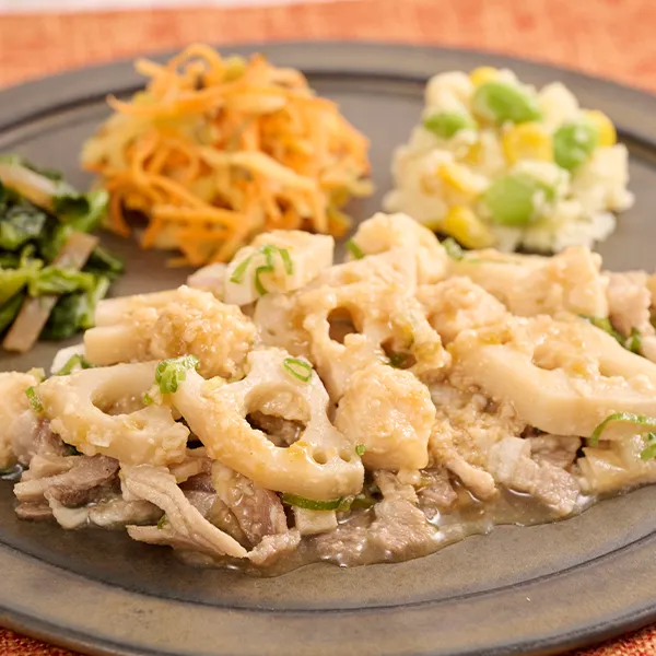 柚子胡椒香るれんこんと豚の旨だれ