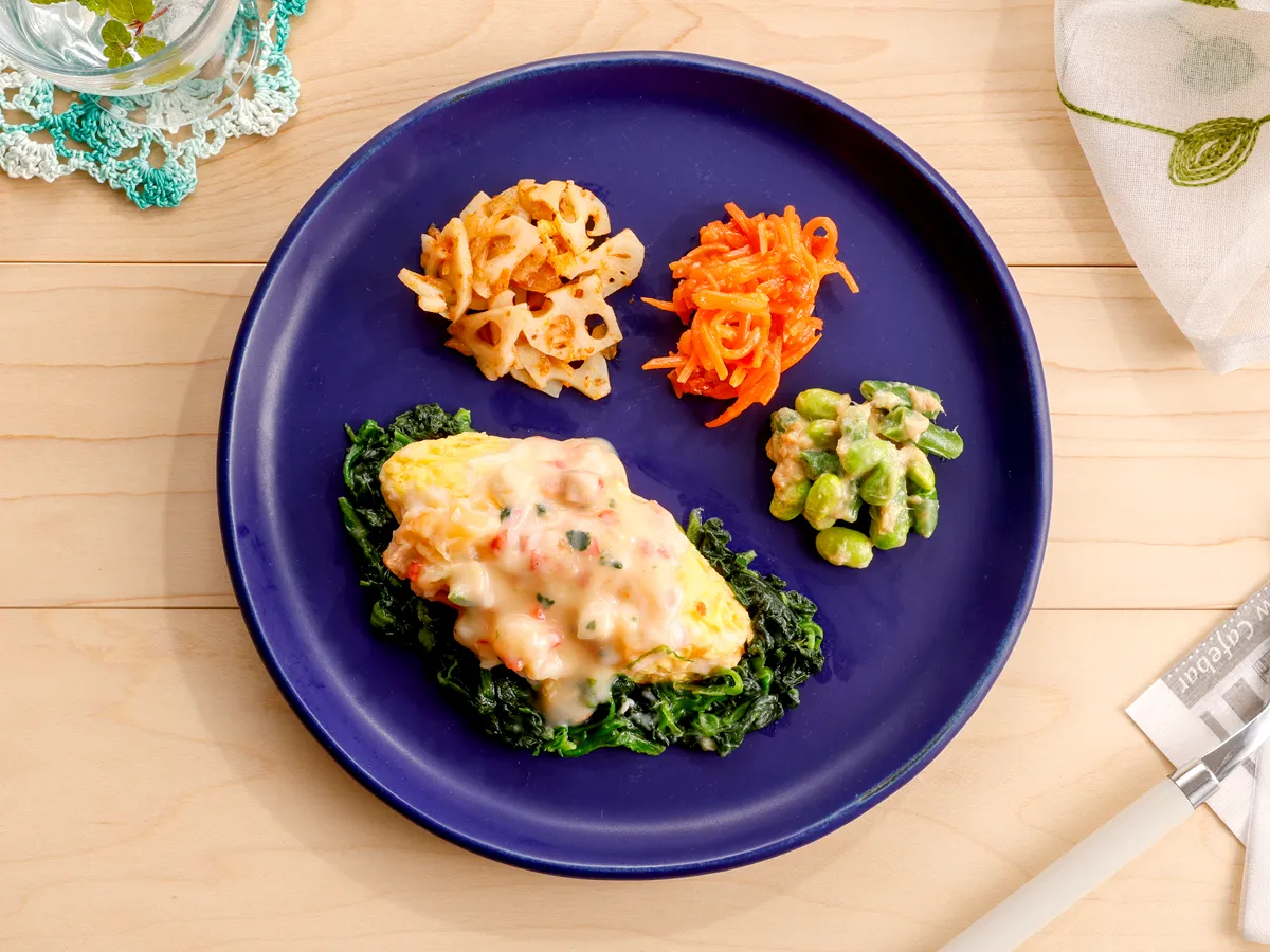 やさしいクリーミーソースオムレツ