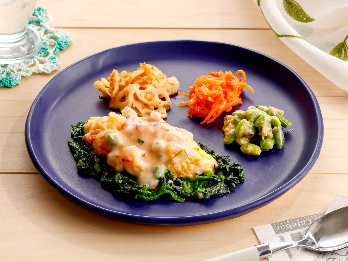 やさしいクリーミーソースオムレツ