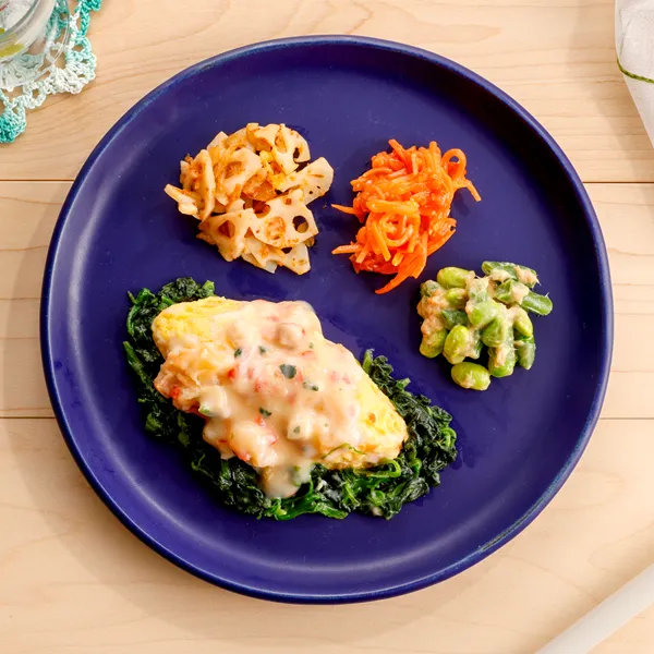 やさしいクリーミーソースオムレツ