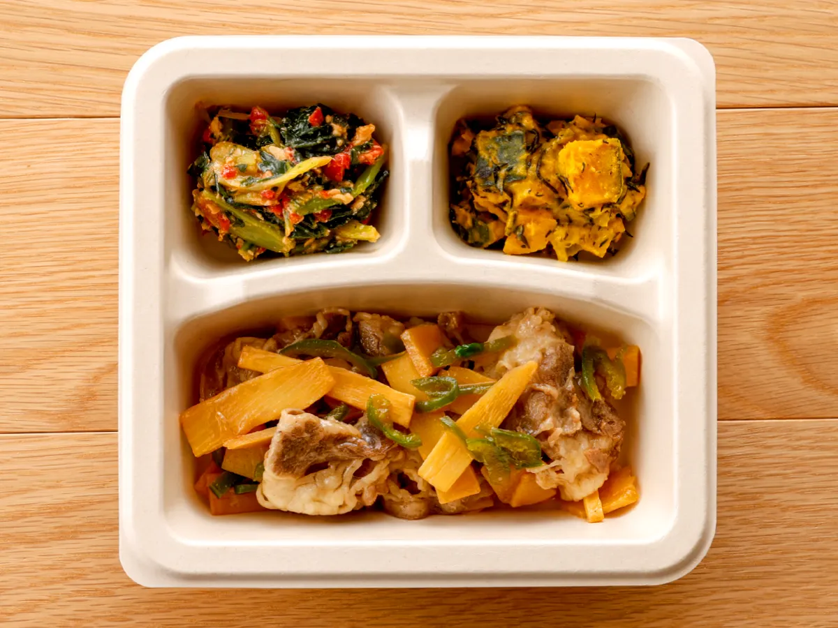 出汁香る筍と牛肉のあんかけ