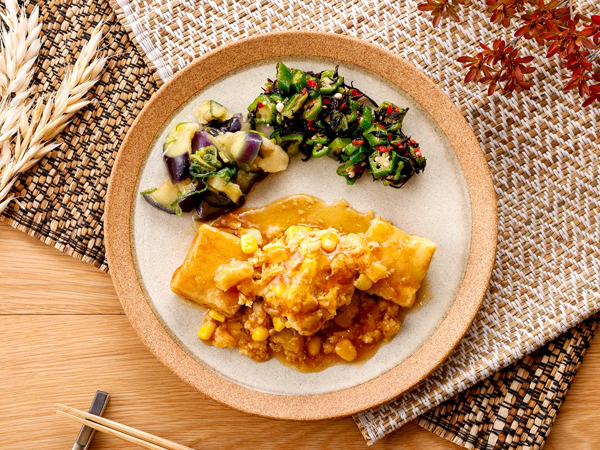 満腹御膳！具沢山そぼろの揚げ出し豆腐