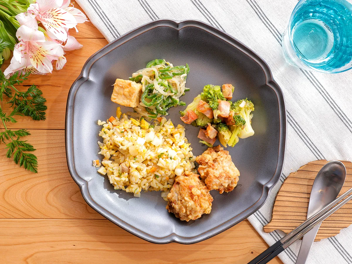 具沢山チャーハンとから揚げ