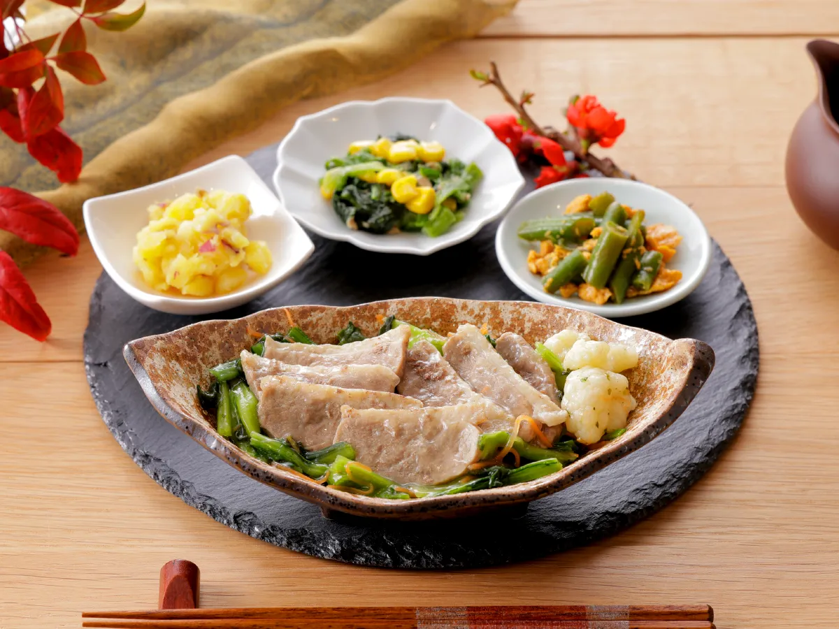 鴨肉とわさび菜香るお出汁あん