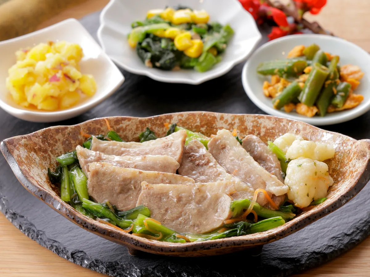 鴨肉とわさび菜香るお出汁あん