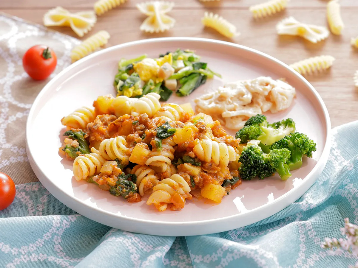 具沢山牛挽肉のデリパスタ