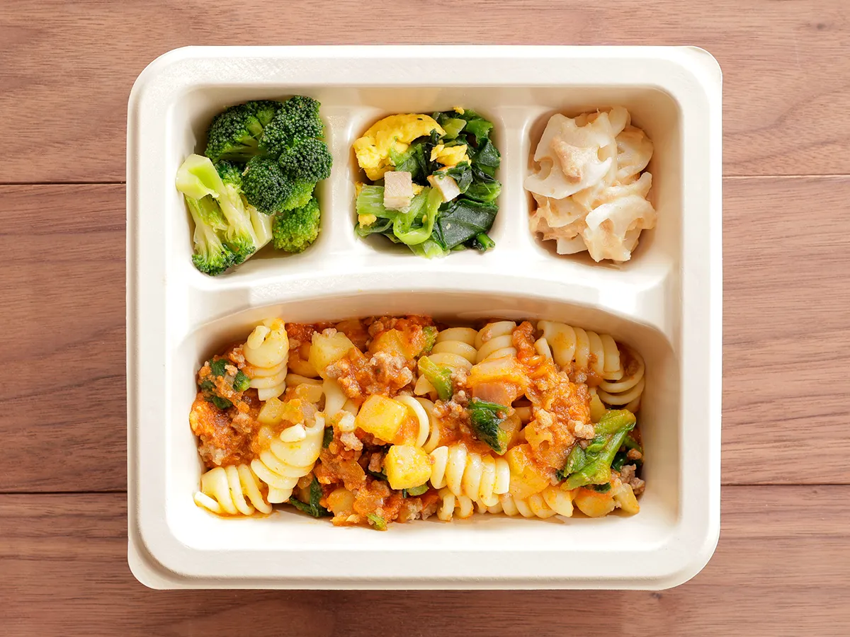 具沢山牛挽肉のデリパスタ