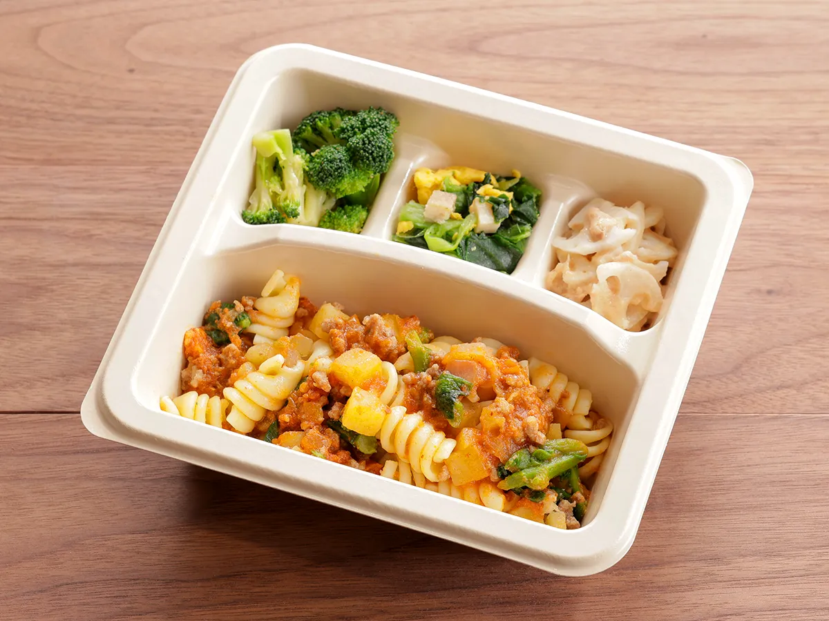 具沢山牛挽肉のデリパスタ