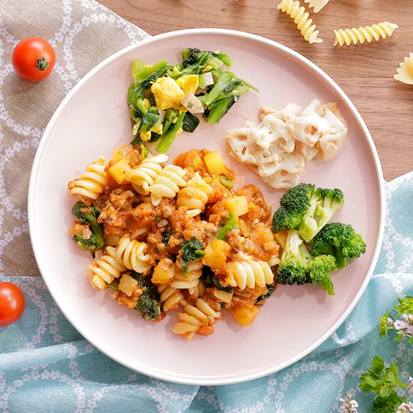 具沢山牛挽肉のデリパスタ