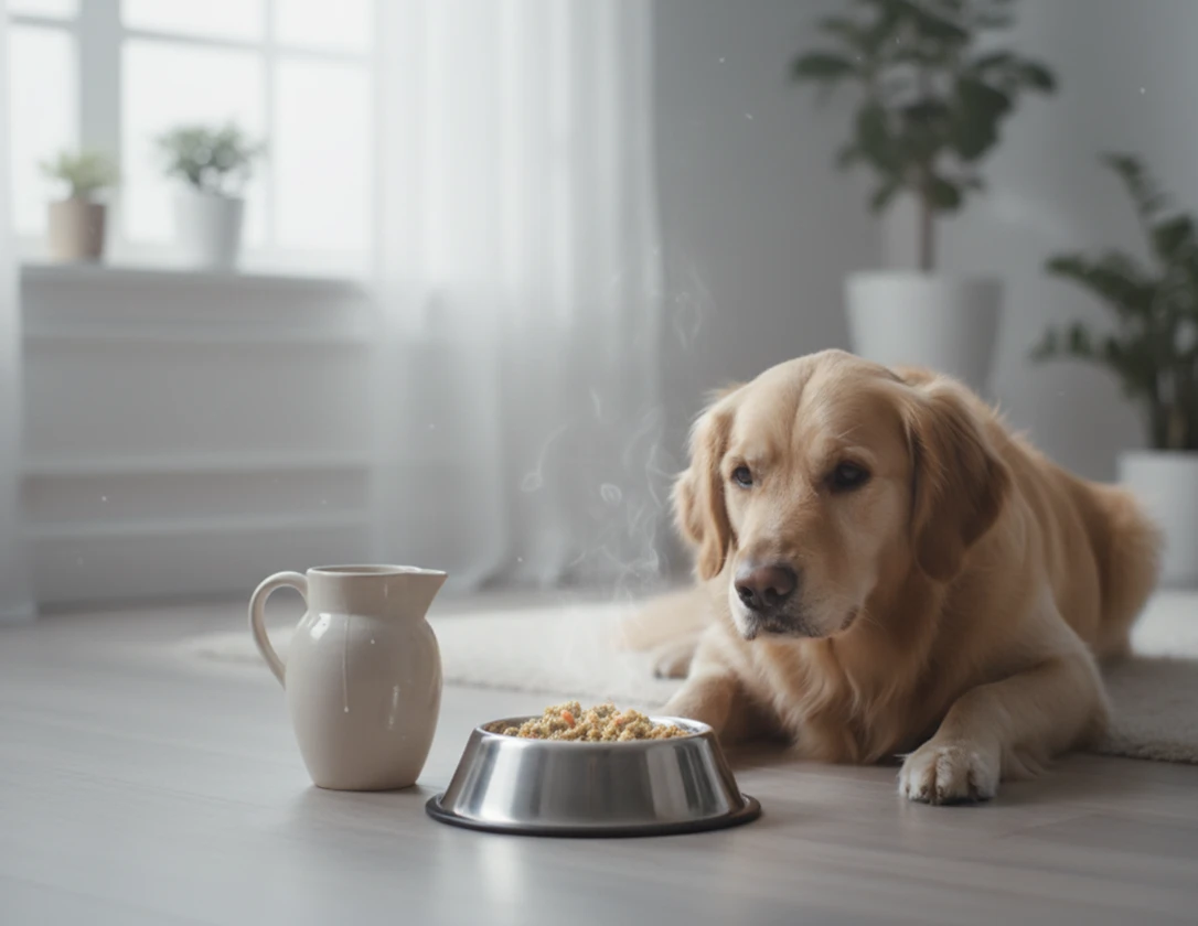 犬がご飯を待っている様子の画像