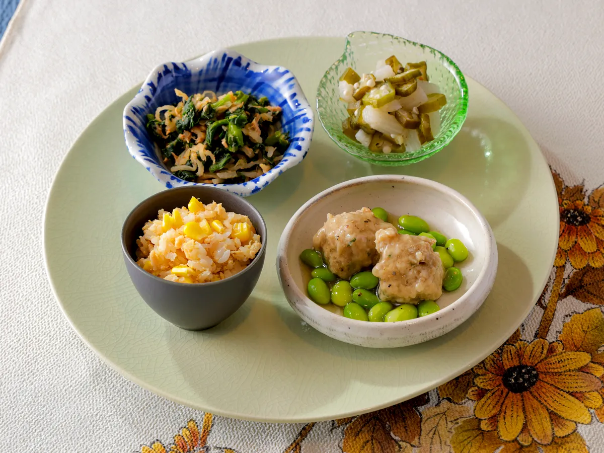 ほっくり枝豆あんのアジつみれ